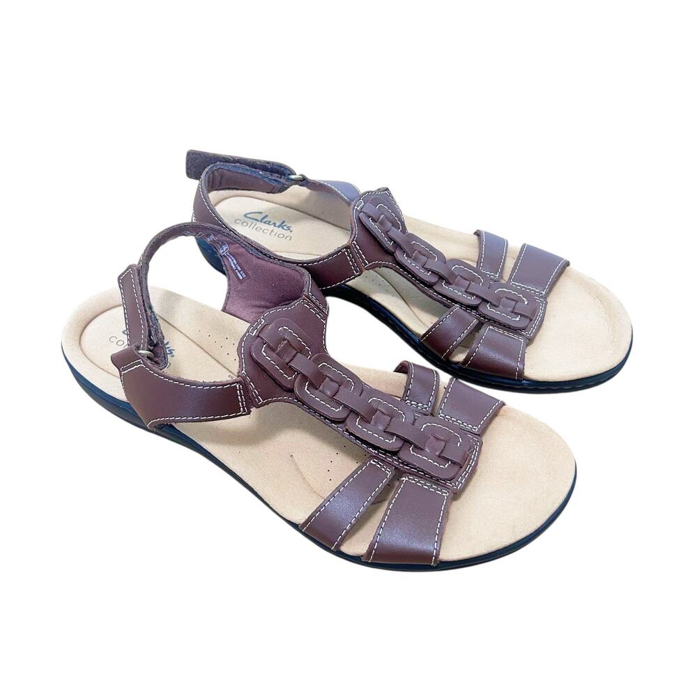 Clarks Leisa Lakelyn Brown Leather Sandals Sz 10